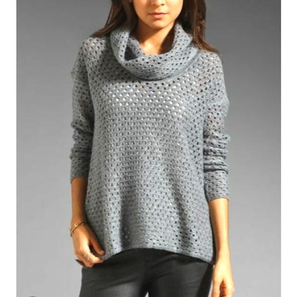 James Perse Sweaters - James Perse Open Knit Marina Cowl Neck Sweater Wool Alpaca Blend Grey Size 2